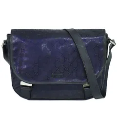 本物 グッチ GUCCI GG インプリメ ショルダーバッグ ポシェット ネイビー 201732 バッグ 中古  
