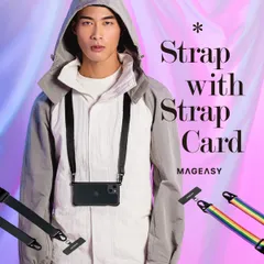 スマホショルダー 斜めがけ / 首掛け / 肩掛け 太め スマホストラップ 長さ調節 可能 ( ストラップ ホルダー 付き ) Strap with Strap Card (25mm)