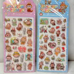 【2枚セットL-B】Labubu 3D立体シール ぷくぷくシール　ボンボンドロップシール　キャラクターシールセット　ラブブ
