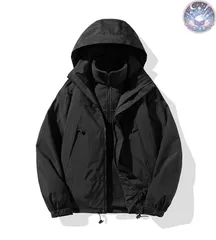 新品 未使用 3wayマウンテンパーカー アウトドアジャケット メンズ 登山ウェア 冬服 フリースライナー付き 脱着可　ブルゾン キャンプ 2点セット 防水 防風 レディース ブラック