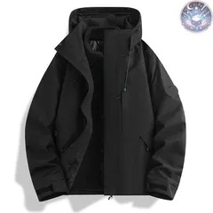 新品 未使用 3wayマウンテンパーカー アウトドアジャケット メンズ 登山ウェア 冬服 フリースライナー付き 脱着可　ブルゾン キャンプ 2点セット 防水 防風ブラック