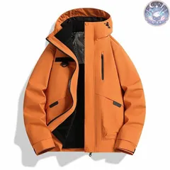 新品 未使用 3wayマウンテンパーカー アウトドアジャケット メンズ 登山ウェア 冬服 フリースライナー付き 脱着可　ブルゾン キャンプ 2点セット 防水 防風オレンジ レディース