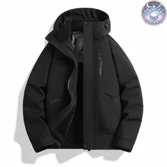 新品 未使用 3wayマウンテンパーカー アウトドアジャケット メンズ 登山ウェア 冬服 フリースライナー付き 脱着可　ブルゾン キャンプ 2点セット 防水 防風 レディース ブラック
