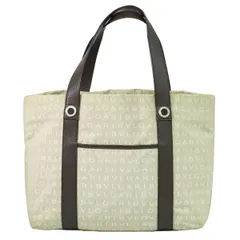 本物 ブルガリ BVLGARI ロゴマニア トートバッグ ハンドバッグ キャンバス ベージュ Logo Mania バッグ 中古  