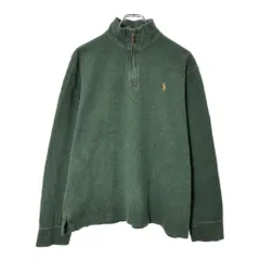 Polo by Ralph Lauren ポロ ラルフローレン ハーフジップ コットンセーター グリーン(メンズ M)中古 古着 X0131
