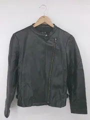 ◇ COMME CA ISM 無地 バンドカラー フェイクレザー 長袖 ライダース ジャケット サイズ7 ブラック レディース P  【1307250019165】