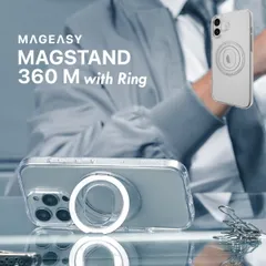 iPhone 16 Plus ケース クリア MagSafe対応 スタンド リング付き 耐衝撃 マグセーフ リング スマホケース iPhone16Plus 対応 MagEasy MagStand 360 M with Ring