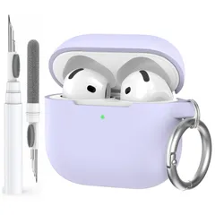 AhaStyle AirPods 4 ケース カバー (2024) クリーニングキット付き ソフトシリコン AirPods 第4世代 ケース フルボディ 耐衝撃 カバー スキン Apple AirPods 4対応 USB-C充電ケース ワイヤレス充電対応