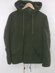 ◇ AZ × nano universe カジュアル ウール混 長袖 フード コート サイズM ダークグリーン系 メンズ P  【1307250018823】
