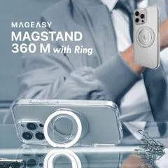 iPhone 16 Pro ケース クリア MagSafe対応 スタンド リング付き 耐衝撃 マグセーフ リング スマホケース iPhone16Pro 対応 MagEasy MagStand 360 M with Ring
