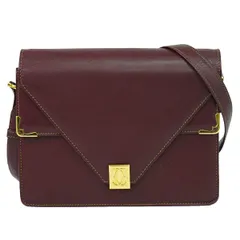 本物 カルティエ Cartier マストライン ショルダーバッグ ポシェット レザー ボルドー Must Line バッグ 中古  