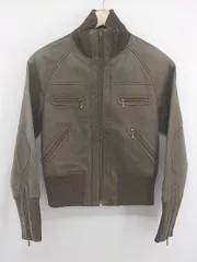 ◇ ．fr 豚革 ジップアップ 長袖 レザー ジャケット サイズM ダークブラウン系 レディース P  【1307250019691】