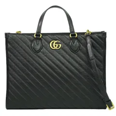 本物 グッチ GUCCI GGマーモント 2WAY ショルダーバッグ トートバッグ ハンドバッグ ポシェット レザー ブラック 627332 バッグ 中古  