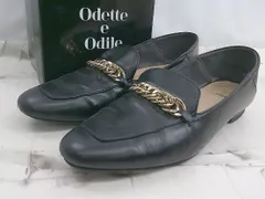 ◇ ◎ Odette e Odile UNITED ARROWS 合成皮革 チェーン ローファー シューズ サイズ24 1/2 ブラック レディース P  【1307250023513】