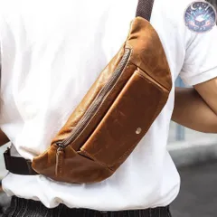 新品 未使用 ショルダーバッグ ベルトポーチ ウエストバッグ 胸付けポーチ スマホバッグ 本革  3WAY メンズ 防水