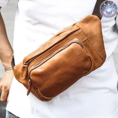 新品 未使用 ショルダーバッグ ベルトポーチ ウエストバッグ 胸付けポーチ スマホバッグ 本革 3WAY メンズ 防水