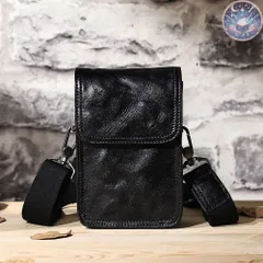 新品 未使用 ショルダーバッグ ベルトポーチ ウエストバッグ 胸付けポーチ スマホバッグ 3WAY 本革 メンズ 防水