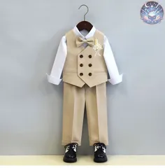新品 未使用 フォーマルスーツ 男の子 5点セット ベスト パンツ シャツ ボウタイ コサージュ 子供服 キッズ 入園式 入学式 卒業式 演出 冠婚葬祭