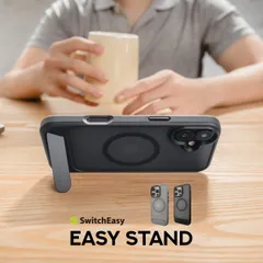 iPhone 16 ケース クリア MagSafe 対応 縦置き 横置き スタンド 付き 耐衝撃 マグセーフ スマホケース iPhone16 アイフォン 16 対応 SwitchEasy Easy Stand M