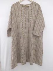 ◇ AS KNOW AS カジュアル ゆったり チェック 長袖 膝丈 ワンピース サイズ* ホワイト ブラウン ブルー系 レディース P  【1307250024022】