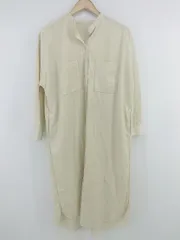 ◇ un dix cors シンプル バンドカラー コーデュロイ 長袖 膝下丈 ワンピース サイズF ライトベージュ系 レディース P  【1307250023988】