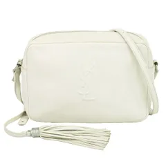 本物 イヴ サンローラン YVES SAINT LAURENT YSL ルー タッセル ショルダーバッグ ポシェット レザー ホワイト 470299 バッグ 中古  