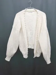 ◇ ELENCARE DUE 装飾パール かわいい 長袖 ニット カーディガン サイズF アイボリー レディース P  【1307250030825】