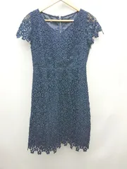 ◇ PROPORTION BODY DRESSING 花柄 レース パーティー フレンチスリーブ ミニ ワンピース サイズ3 ネイビー レディース P  【1307250030542】