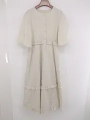 ◇ apres jour 可愛い シンプル フリル ティアード 五分袖 膝下丈 ワンピース サイズF アイボリー系 レディース E  【1307250032799】