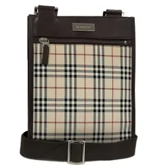 BURBERRY ショルダーバッグ ノバチェック レザー キャンバス ベージュ ブラウン系