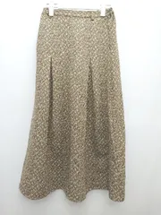 ◇ ehka sopo ウエストゴム 花柄 フラワー ロング フレア スカート サイズF ブラウン ホワイト マルチ レディース P  【1307250031242】