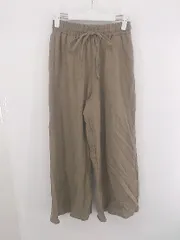 ◇ classicalelf リネン混 ウエストゴム ワイド パンツ ガウチョパンツ サイズM ライトブラウン系 レディース E  【1307250033062】