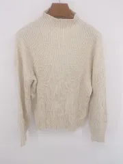 ◇ URBAN RESEARCH アーバンリサーチ ハイネック リブ 長袖 ニット セーター サイズF アイボリー ベージュ系 レディース E  【1307250032959】