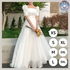 新品 未使用 ウェディングドレス パーティードレス 結婚式 披露宴 演奏会 サテン Aライン 前撮り 半袖 ホワイト パフスリーブ