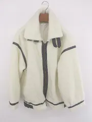 ◇ apres jour mignon カジュアル フェイクレザー 長袖 ボア ジャケット サイズF アイボリー ブラウン系 レディース E  【1307250033857】