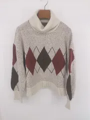 ◇ Heather アーガイル柄 タートルネック 長袖 ニット セーター サイズF ライトベージュ ブラウン系 マルチ レディース E  【1307250033710】