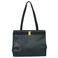 本物 サルヴァトーレ フェラガモ Salvatore Ferragamo ヴァラ ショルダーバッグ トートバッグ レザー ネイビー Vara バッグ 中古  