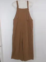 ◇ Alma Design アルマデザイン レーヨン リネン とろみ感 オーバーオール サイズM ブラウン レディース E  【1307250035295】