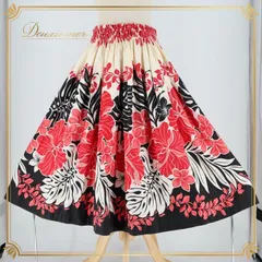 フラダンス 衣装 パウスカート アロハエミカ ブラック系 レッド系 Aloha Emika モンステラ柄 ハイビスカス柄 プルメリア柄 かわいい 華やか 鮮やか 明るい ハワイアン アロハ ハワイアンプリント フラ ダンス レッスン 練習 ホワイト系 おしゃれ