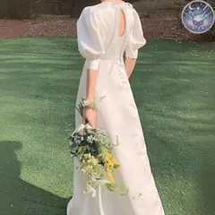 新品 未使用 ウェディングドレス パーティードレス 結婚式 披露宴 演奏会ウェディング　背中見せ　前撮り 結婚式 韓国　ホワイト