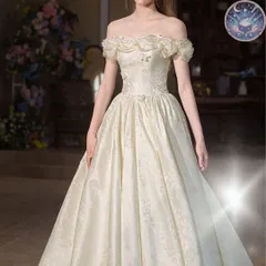 新品 未使用 ウェディングドレス パーティードレス 結婚式 披露宴 演奏会 華やかお花とパール装飾 ホワイト上品オフショルダー ロングドレス