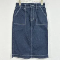 【美品】GLOBAL WORK ひざ丈 デニム タイト スカート M インディゴ