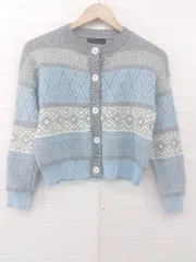 ◇ Doula Doula ドゥーラドゥーラ 秋冬 おしゃれ 長袖 ニット カーディガン グレー ライトブルー系 レディース E  【1307250036483】