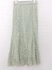 ◇ Andemiu コットン レーヨン とろみ感 花柄 ガーリー ロング フレア スカート サイズM ライトグリーン系 レディース E  【1307250036476】