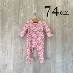 ap11602 OBAiBi オバイビ BABY ベビー ロンパース 70 12M 74cm ピンク 花柄 起毛 スナップボタン ストレッチ 滑り止め付 長袖 12ヶ月 OBAÏBI