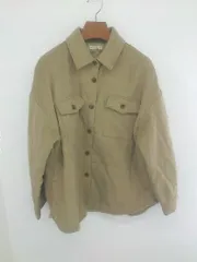 ◇ earth music&ecology 秋冬 シンプル 無地 長袖 シャツ ジャケット サイズＦ ライトブラウン レディース E  【1307250037602】