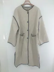 ◇ GRL グレイル ｋ9024ｖ パイピング ノーカラー 長袖 ロング コート サイズＬ ベージュ レディース E  【1307250037596】