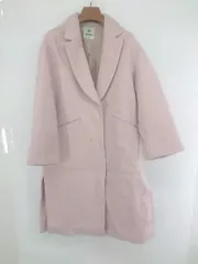 ■ nano&co nano universe サイドスリット フロントボタン 長袖 チェスターコート サイズ36 ラインピンク レディース E  【1307250037527】
