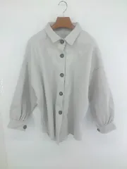 ◇ hagumu シンプル オーバーサイズ 秋冬 長袖 CPO ジャケット サイズＭ ライトグレー レディース E  【1307250037503】