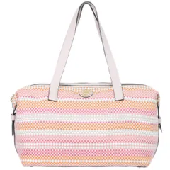 本物 トリー バーチ TORY BURCH 編み込み ハンドバッグ レザー ピンク マルチカラー バッグ 中古  